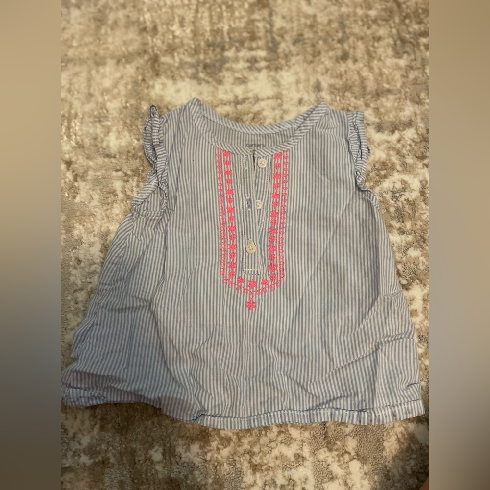 Carter's Blue and Pink Striped Blouse size 12 months